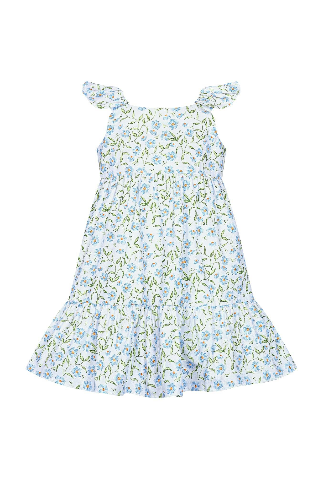 Blue Vines Woven Summer Dress