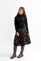 Woven Print Knit Set Black