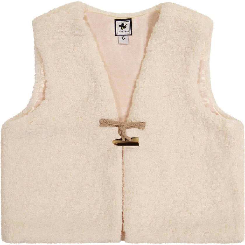 Teddy Faux Fur Vest, Cream