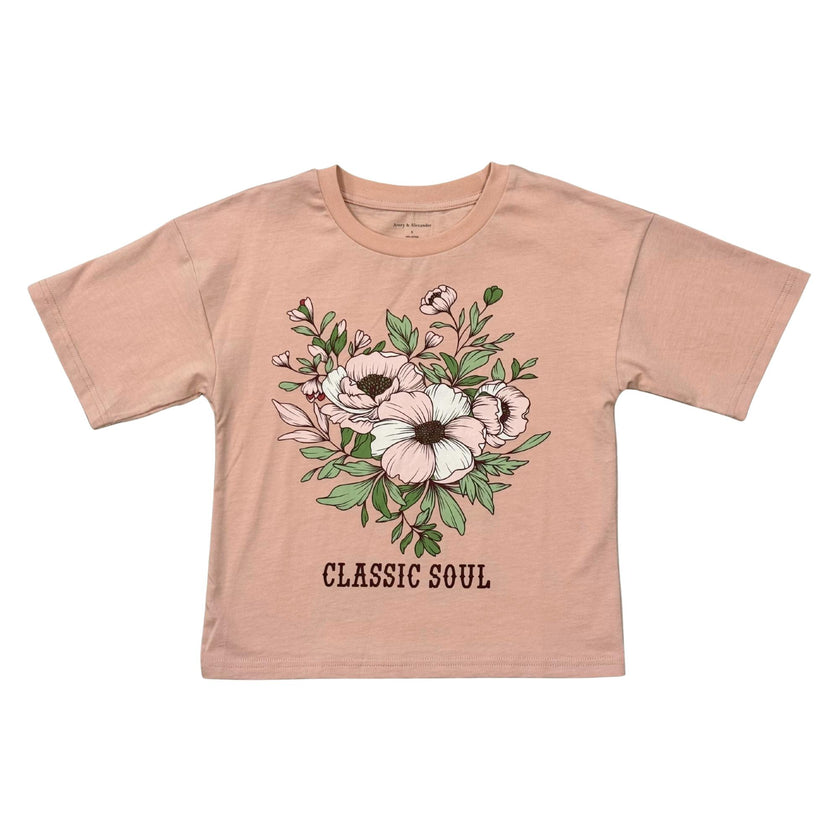 Girls Cotton Screen-Printed Tee in Classic Soul