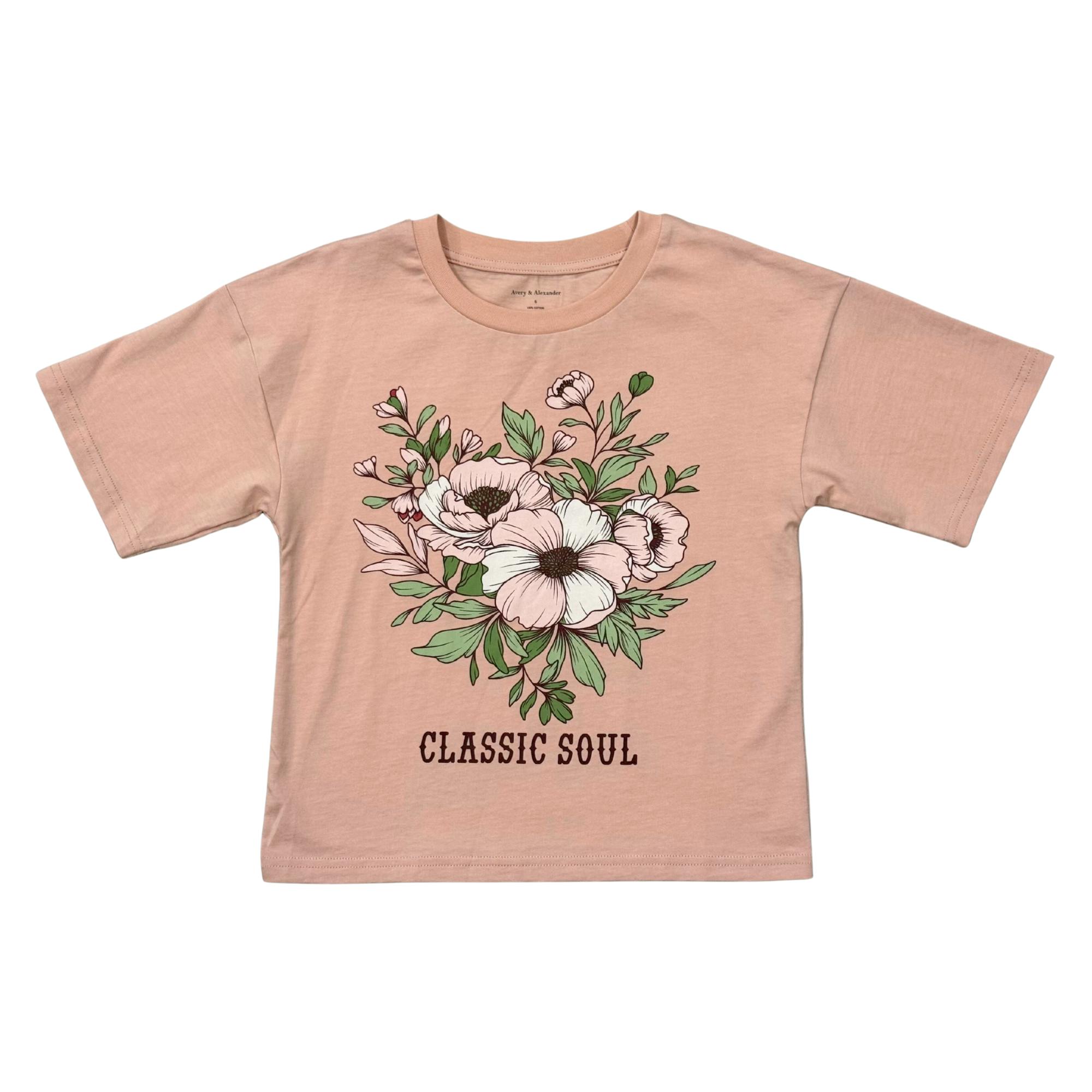Girls Cotton Screen-Printed Tee in Classic Soul