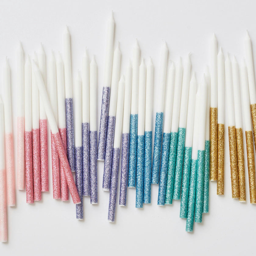Gold Glitter Dipped Candles