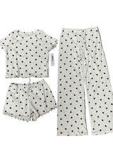 Girls Printed Lounge 3 Pc Short Sleeve Top Pants and Shorts Set