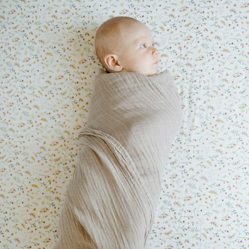 Organic Cotton Muslin Crib Sheet - Floral Field