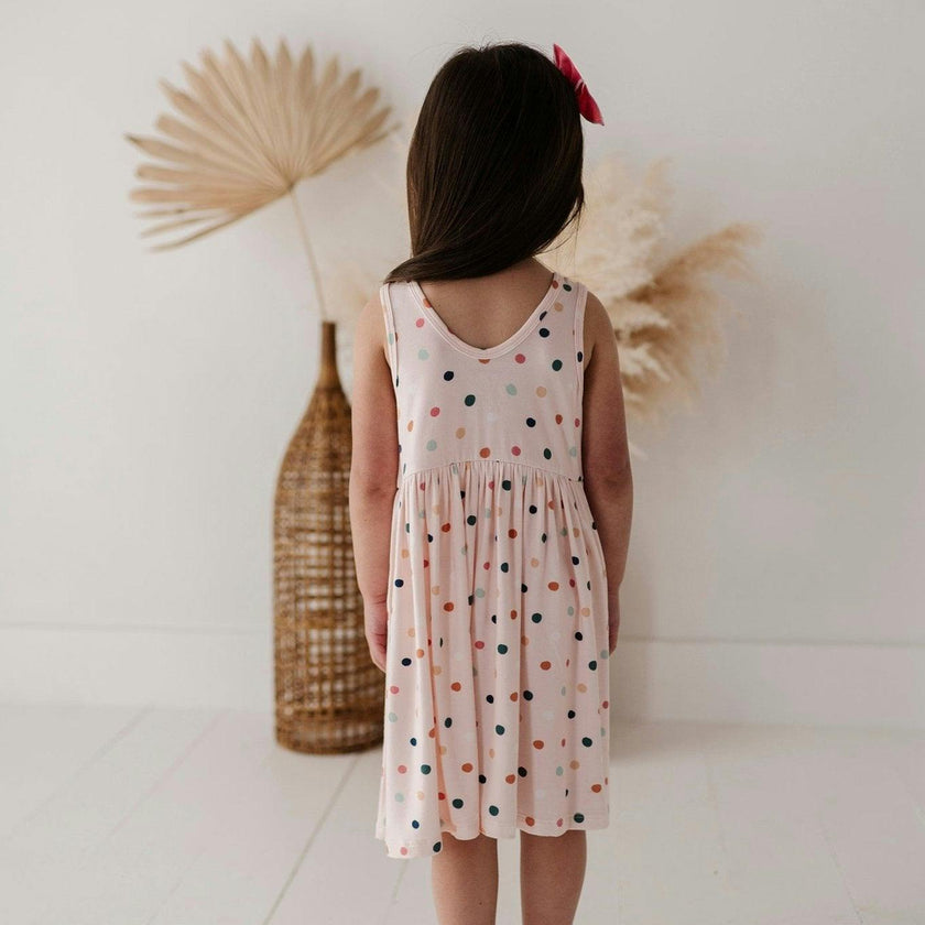 Henley Tank Dress Summer Polka Dots