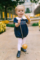 MARINE NAVY SMOCKED ROMPER