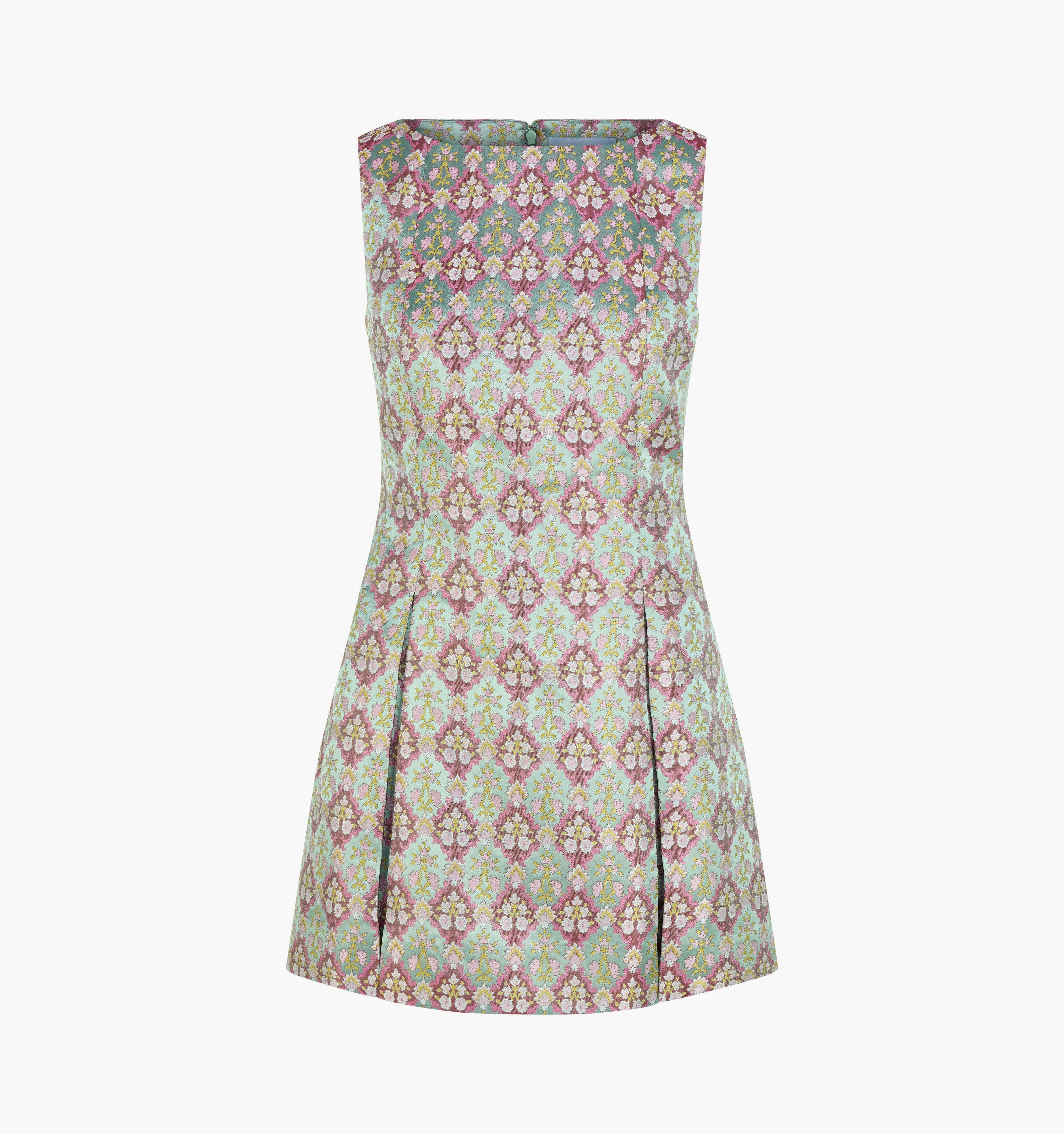 The Shayla Dress - Baroque Diamond Block Berry/Green