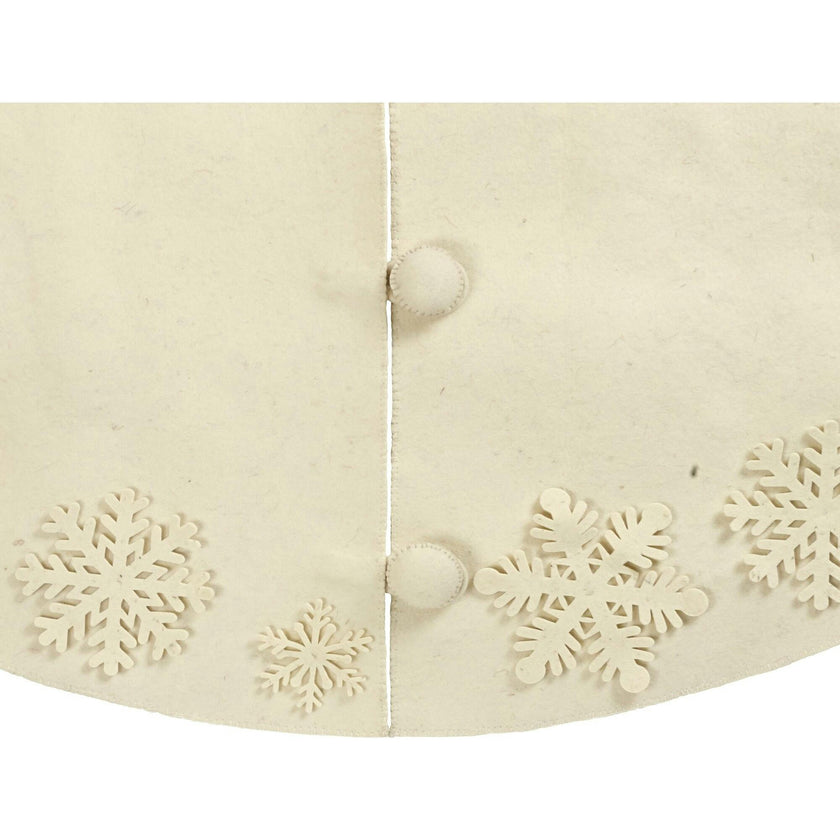 Snowflakes Hand-felted Wool Cream XL Christmas Tree Skirt Felt 72"