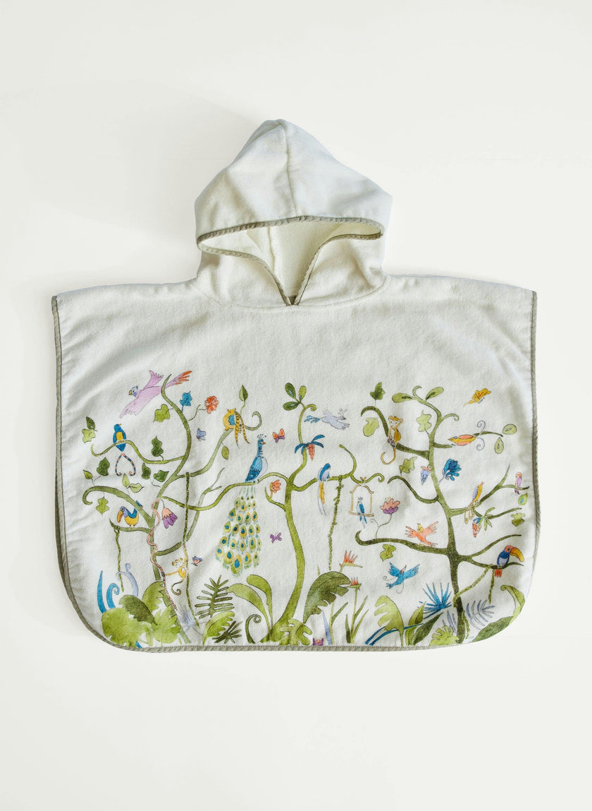 Children's Organic Swim Poncho - Tropical Chinoiserie