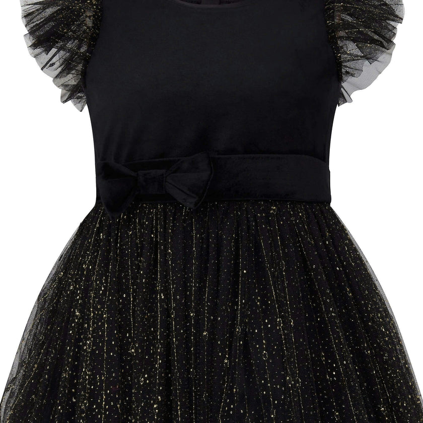 Wednesday Velvet & Glitter Tulle Party Dress