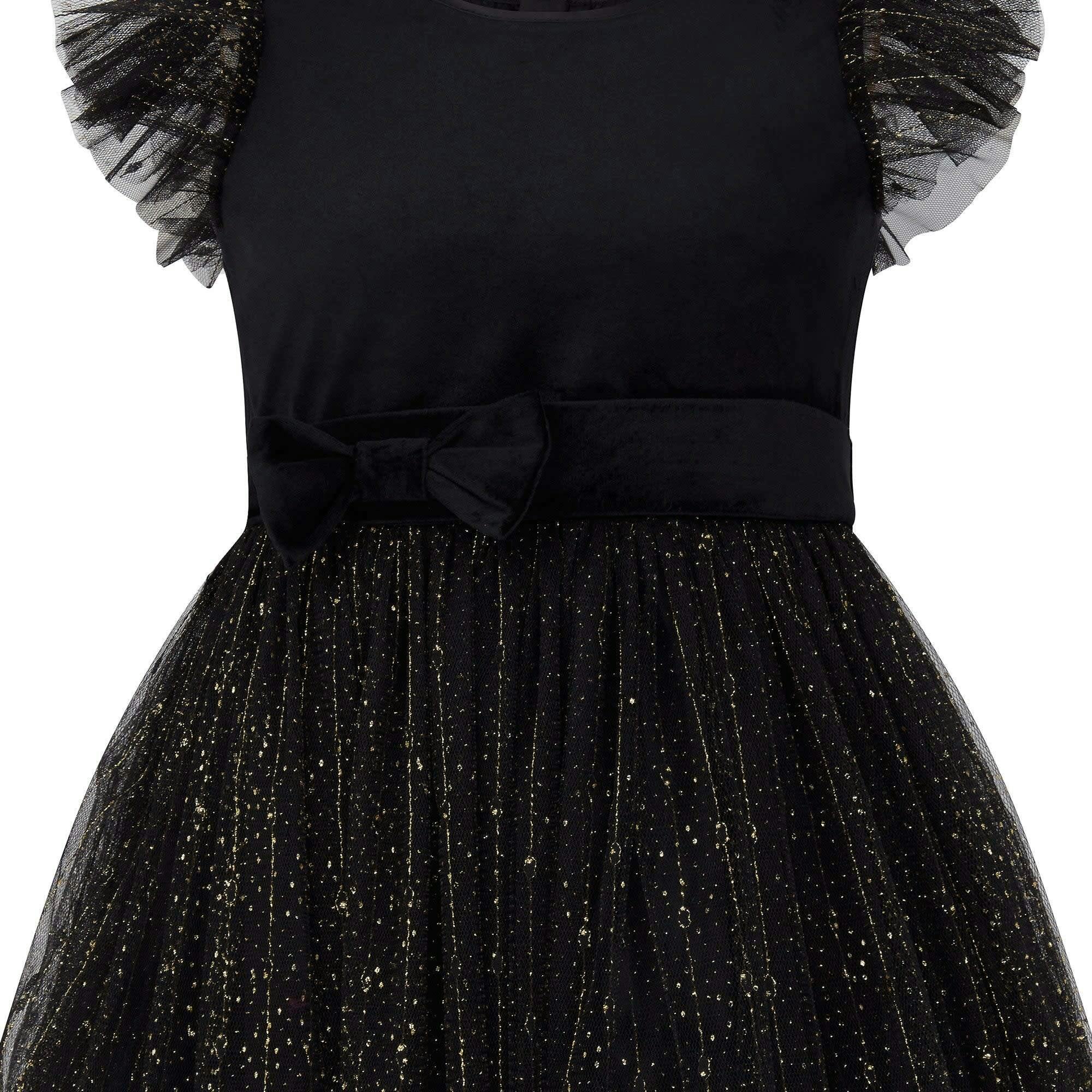 Wednesday Velvet & Glitter Tulle Party Dress