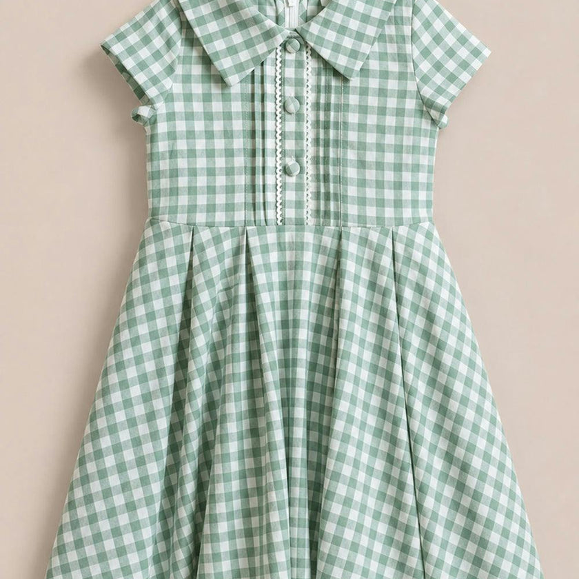 Mini Amber Dress in Sage Gingham