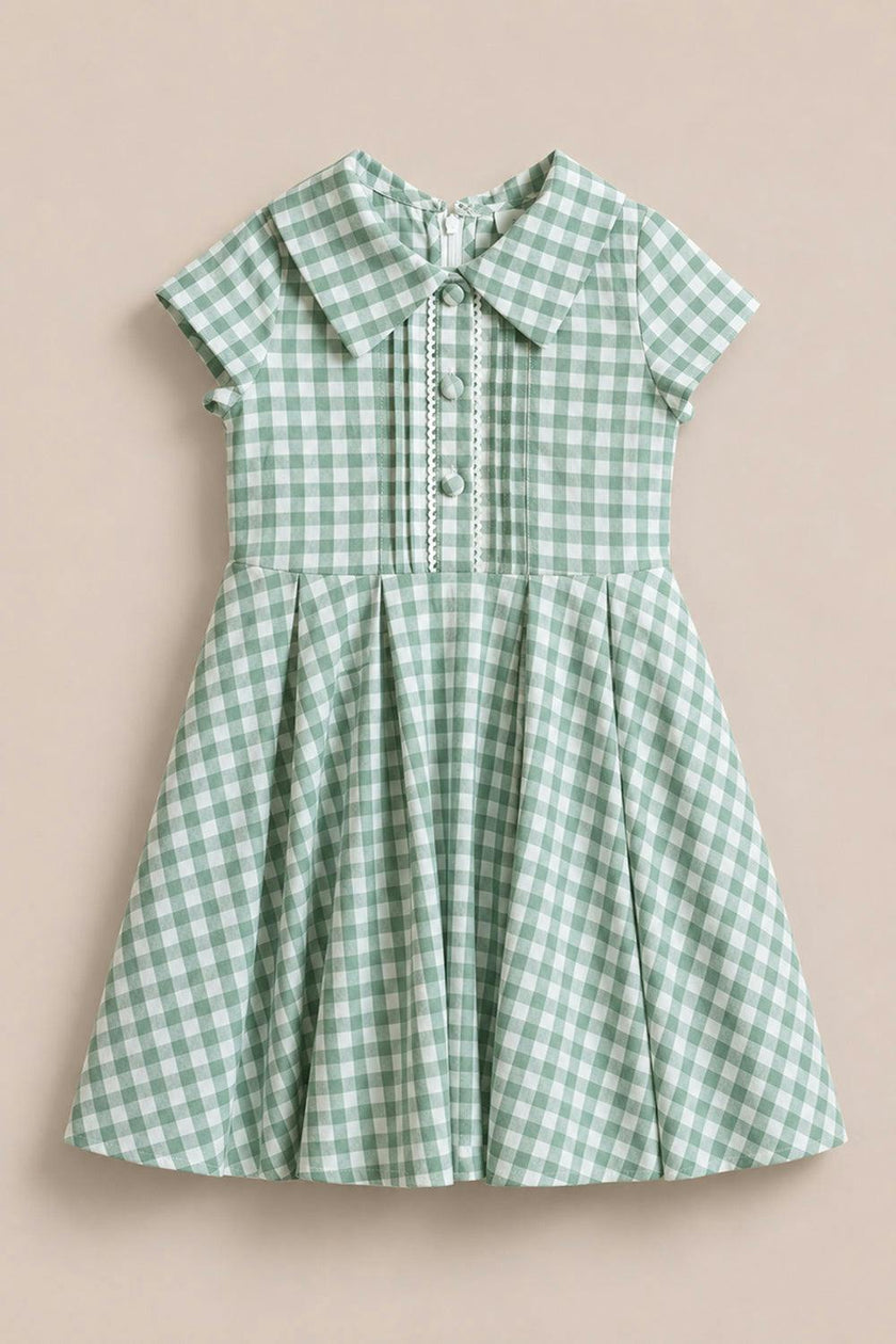 Mini Amber Dress in Sage Gingham