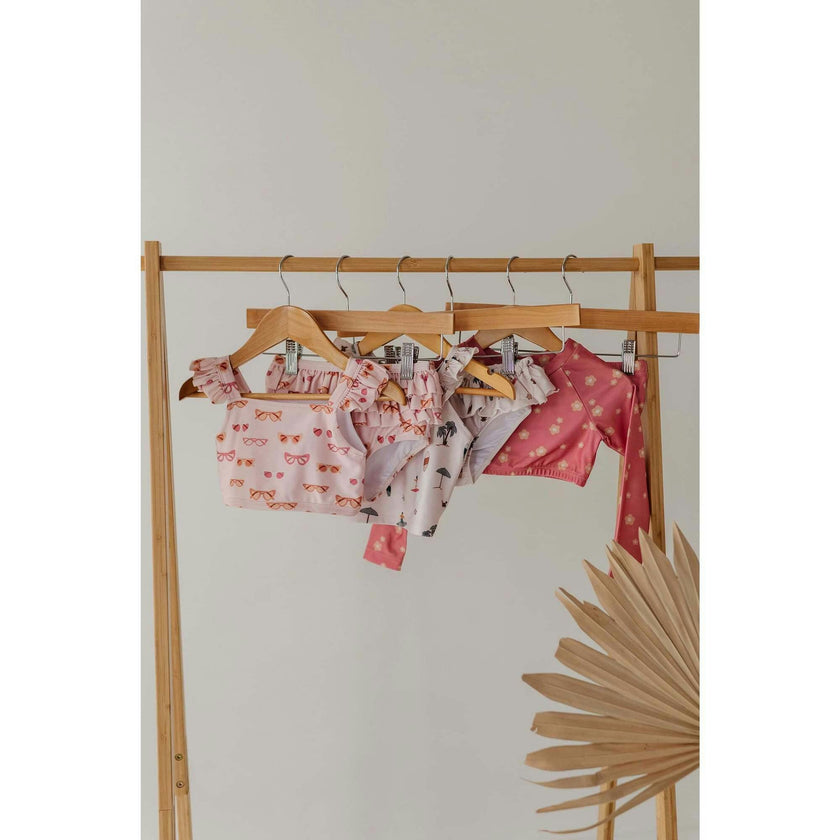 Girl's Two-Piece Crop Swim Set Retro Shades