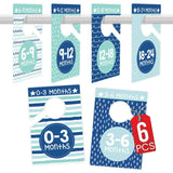 6-Piece Ocean Blue Baby Closet Dividers & 16-Piece Baby Milestone Stickers Baby Shower Gift