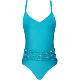 Little Beaded Waist Brynn One-Piece Swimsuit, Blue