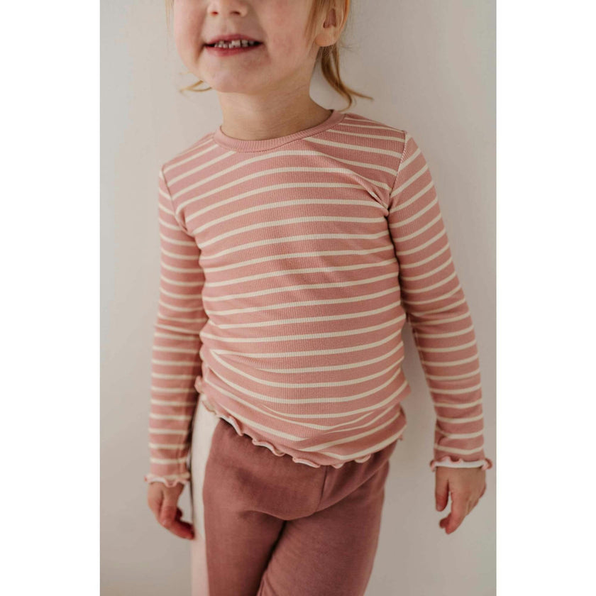 Lettuce Hem Tee Misty Rose Stripe