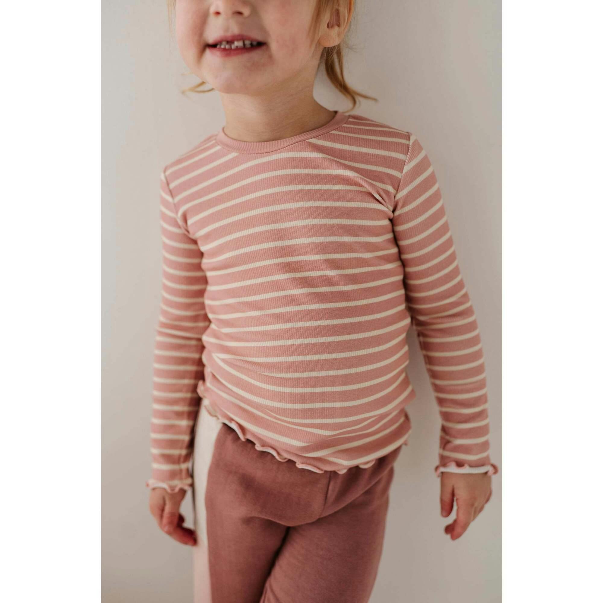 Lettuce Hem Tee Misty Rose Stripe