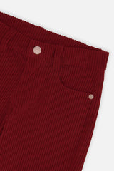 Stretch Corduroy Wide Leg Pants Reddish-Brown
