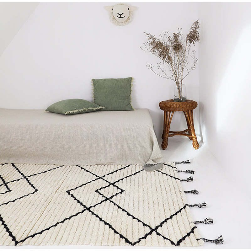 Viktor Braided Tassel Rectangular Rug, Black