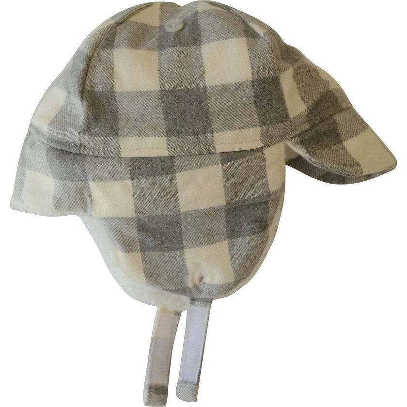 Winter Hat With Velcro Straps, Grey