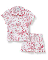 Kid's Twill Colette Short Set in Red Timeless Toile