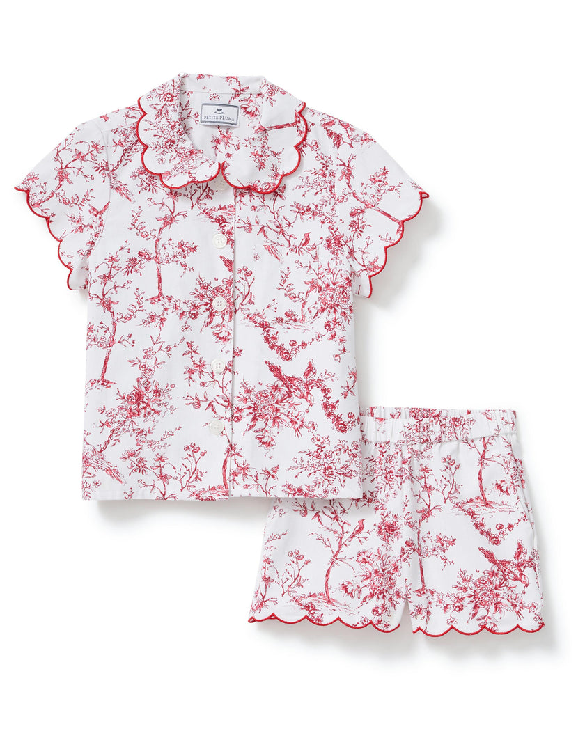 Kid's Twill Colette Short Set in Red Timeless Toile