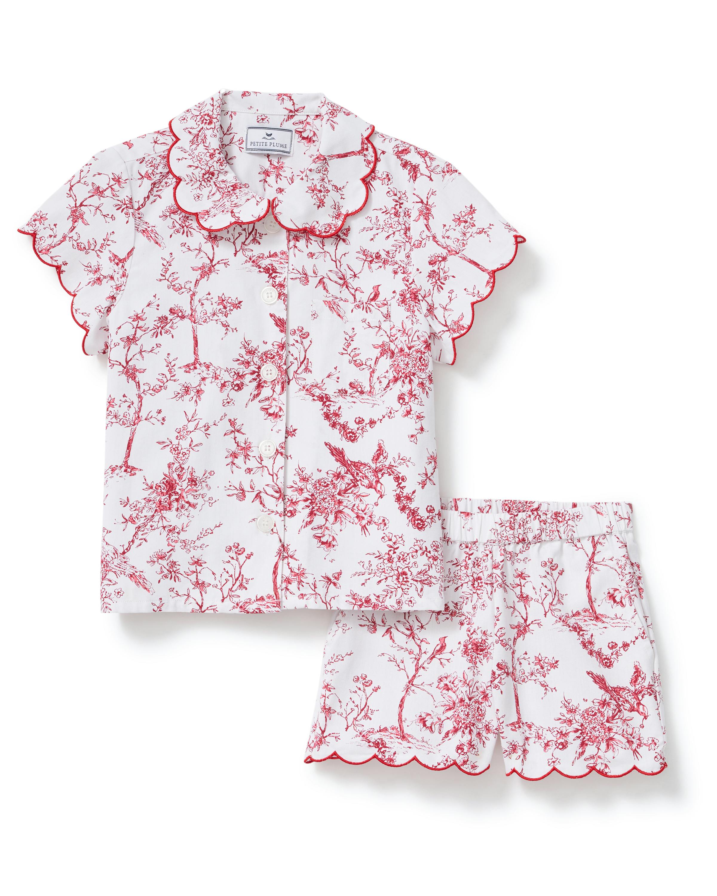 Kid's Twill Colette Short Set in Red Timeless Toile