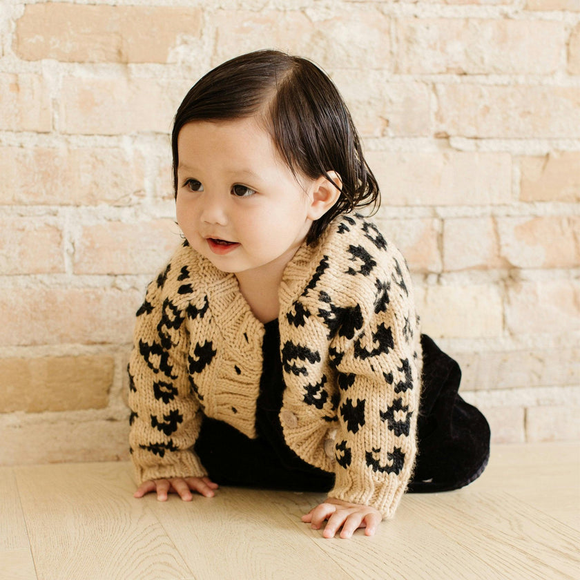 Cheetah Cardigan - Latte/Black