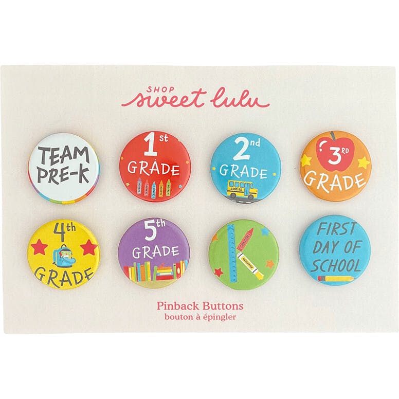 School Grades Pinback Buttons Set