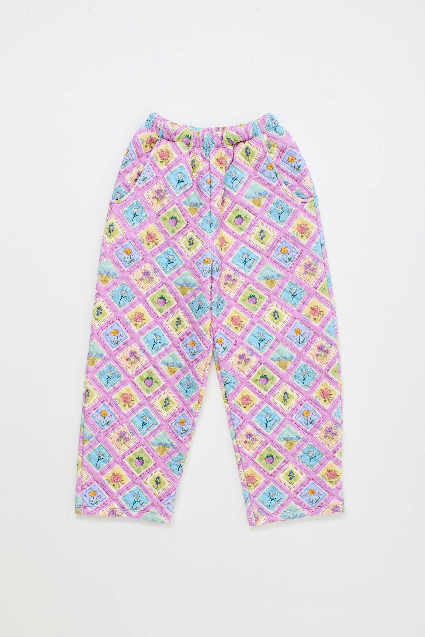 POSTCARD QUILTED PANTS LILAC