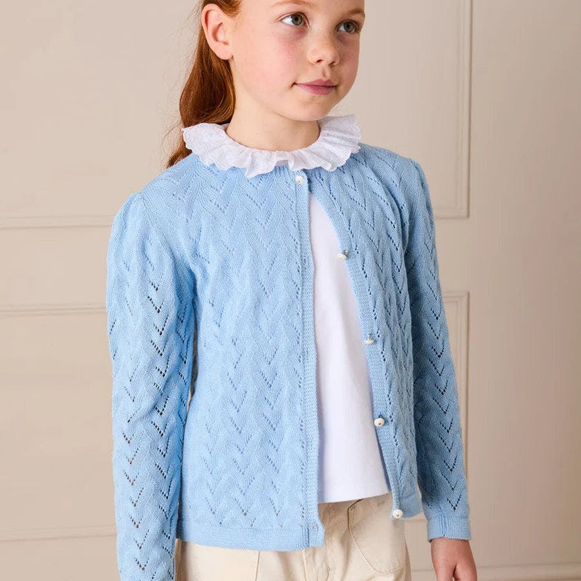 Openwork Cotton Cardigan in Sky Blue (2-10yrs)