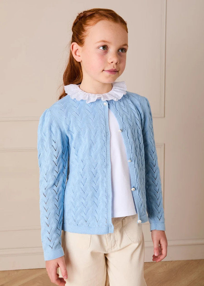 Openwork Cotton Cardigan in Sky Blue (2-10yrs)