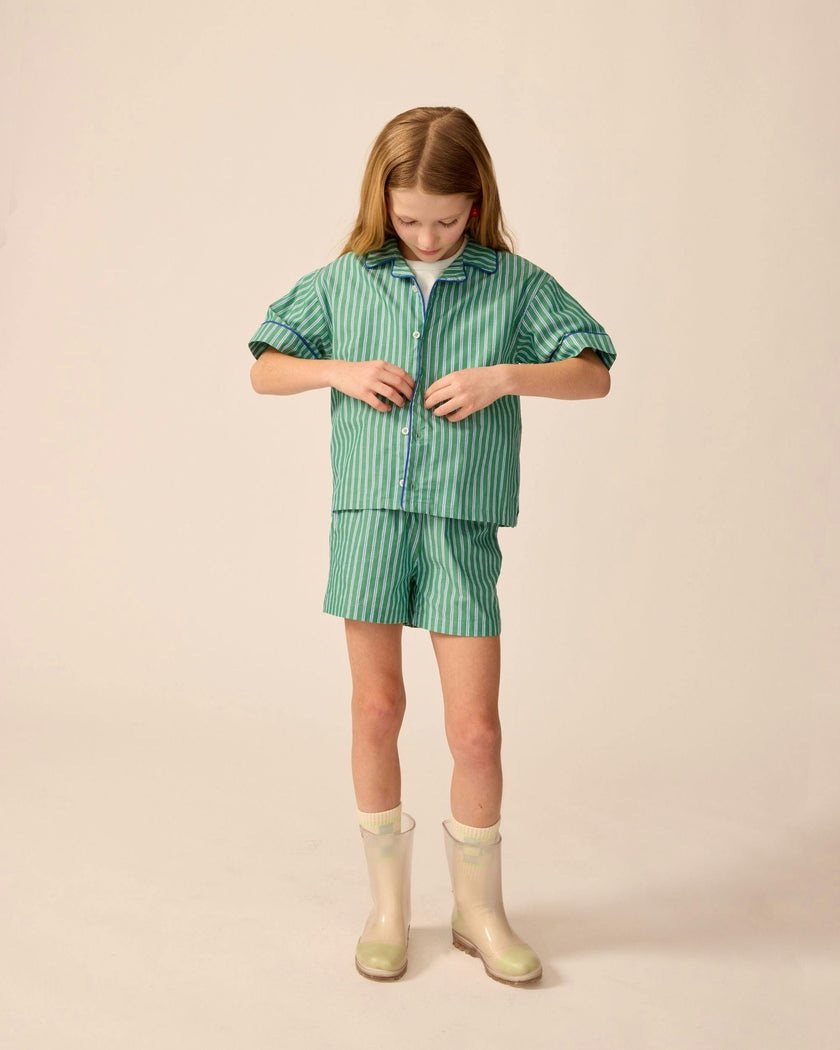 Bowling Shirt in Cucumber Stripe