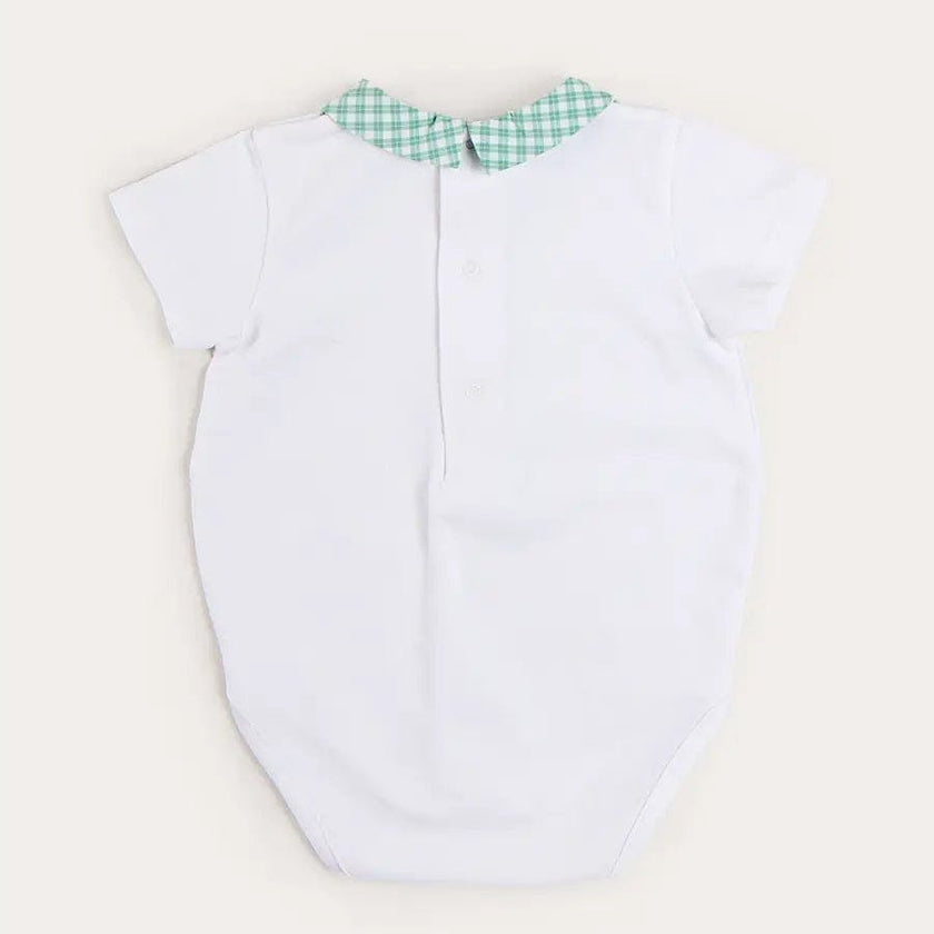Lucas Check Button Detail Bodysuit in Green (1mth-2yrs)