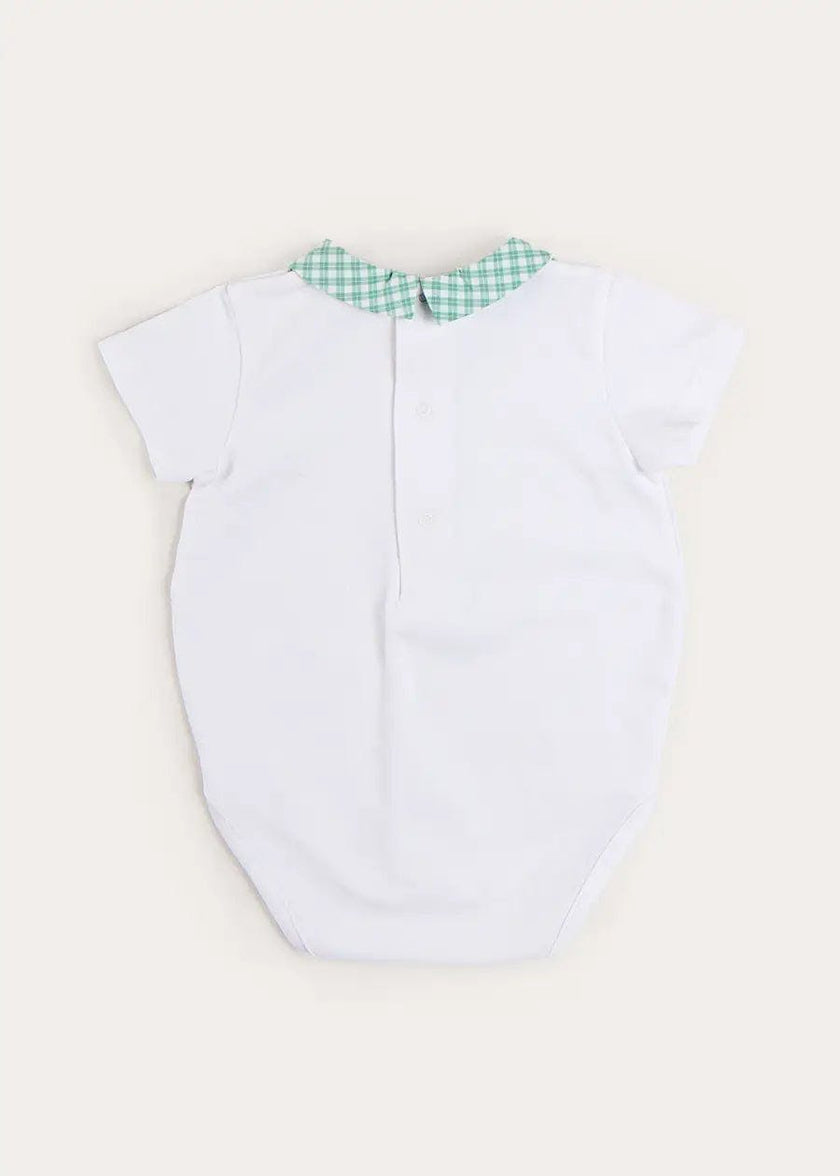 Lucas Check Button Detail Bodysuit in Green (1mth-2yrs)