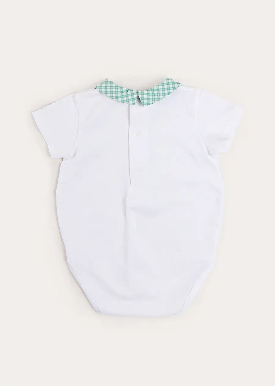 Lucas Check Button Detail Bodysuit in Green (1mth-2yrs)