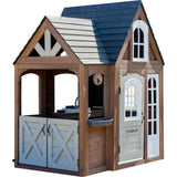 Timberwood Wooden Outdoor Playhouse With Kitchen And Barn Doors