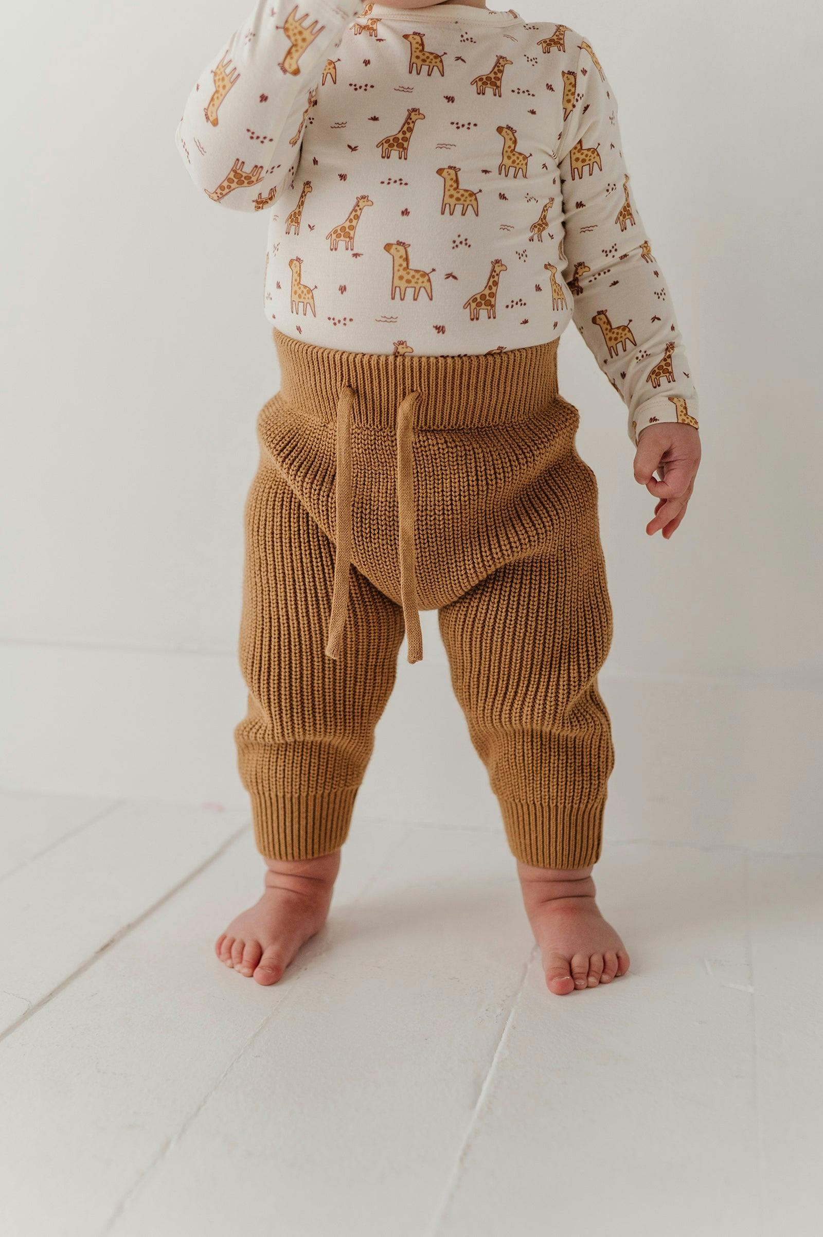 Baby Knit Pants in Camel