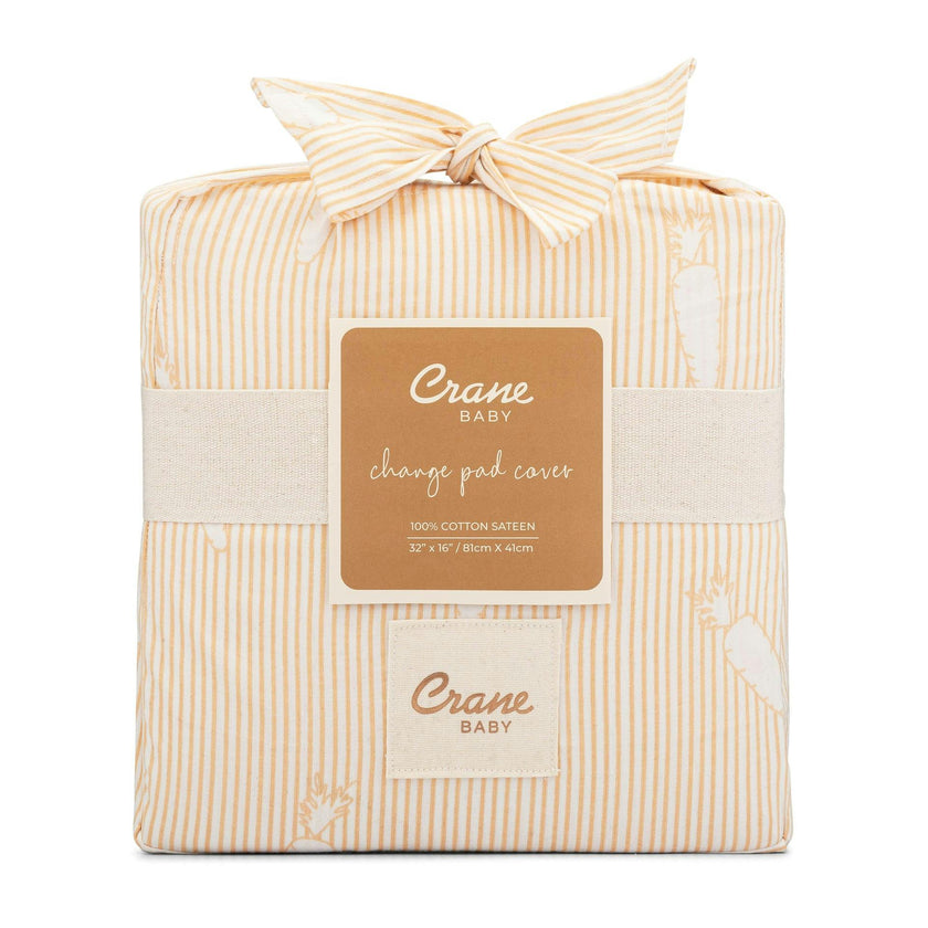 Clementine Carrot Stripe Cotton Quilted Change Pad Cover