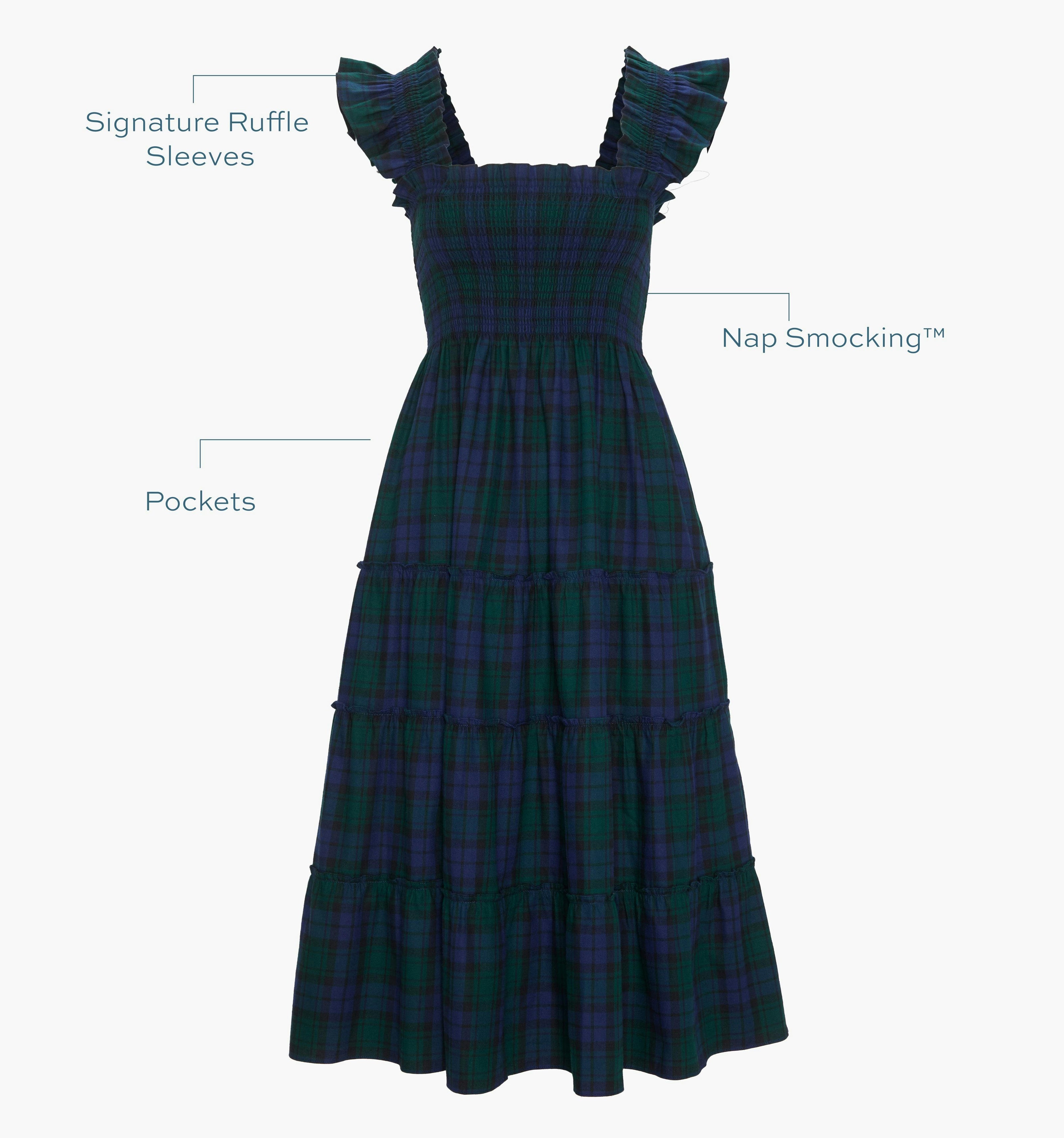 The Ellie Nap Dress - Blackwatch Tartan