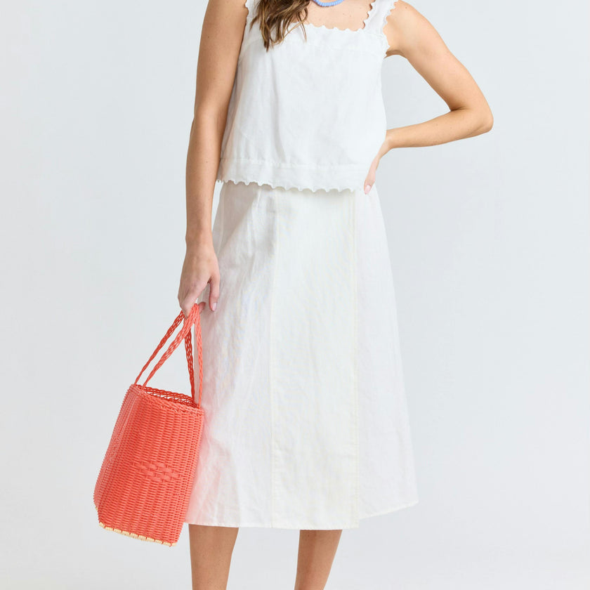 women's white linen wrap skirt