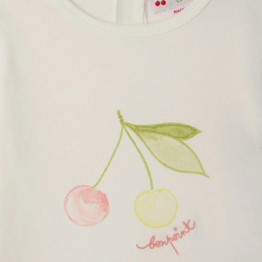 BONPOINT Cira Cherries Baby T-Shirt - Blanc Lait