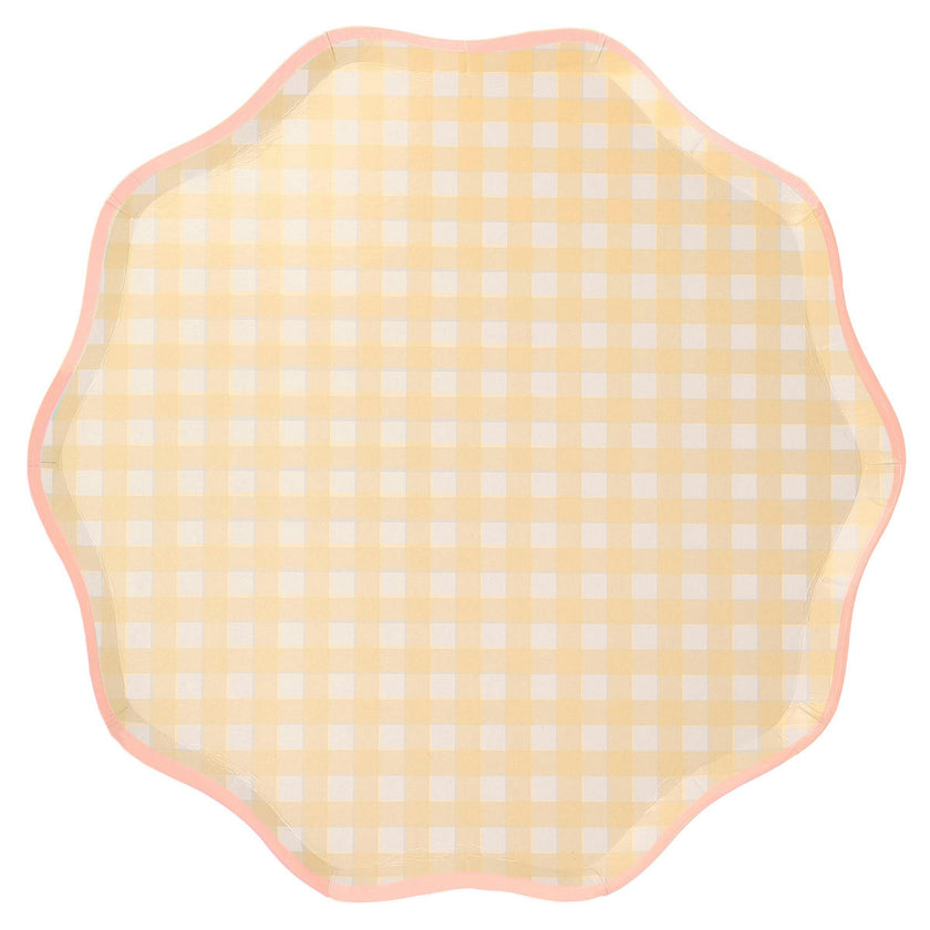 Set of 12 Gingham Dinner Plates