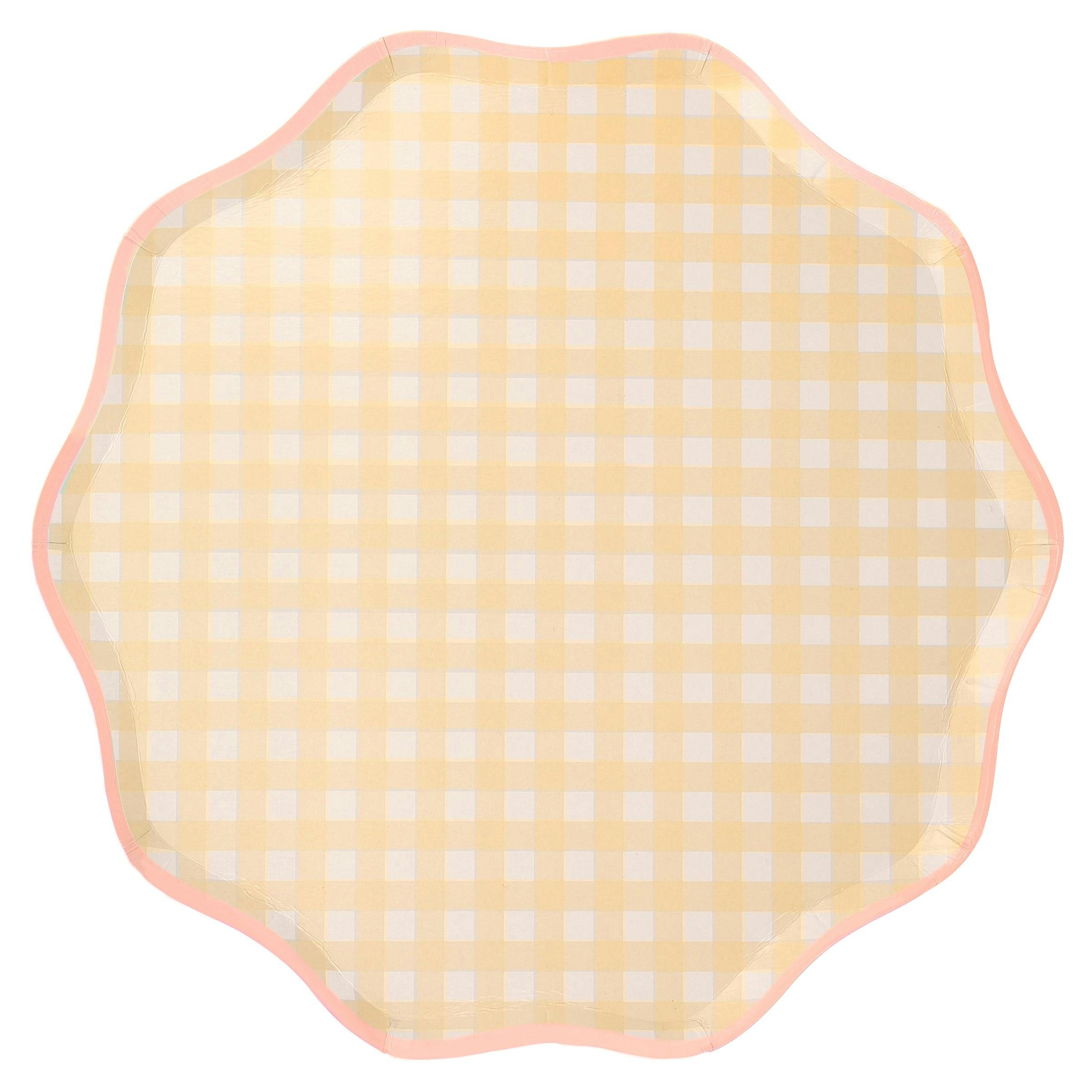 Set of 12 Gingham Dinner Plates