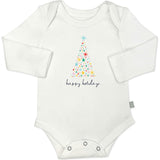 long sleeve graphic bodysuit | happy holidays tree