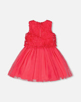 Sleeveless Textured Rosette Dress