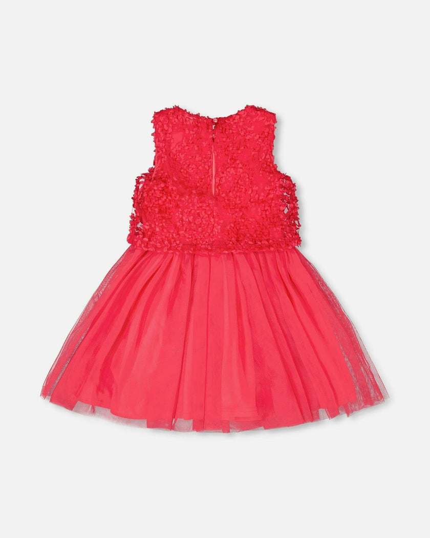 Sleeveless Textured Rosette Dress
