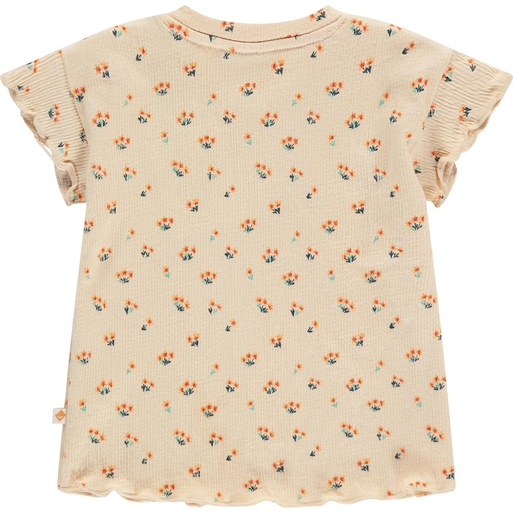 Ribbed Allover Floral Print Short Sleeve
