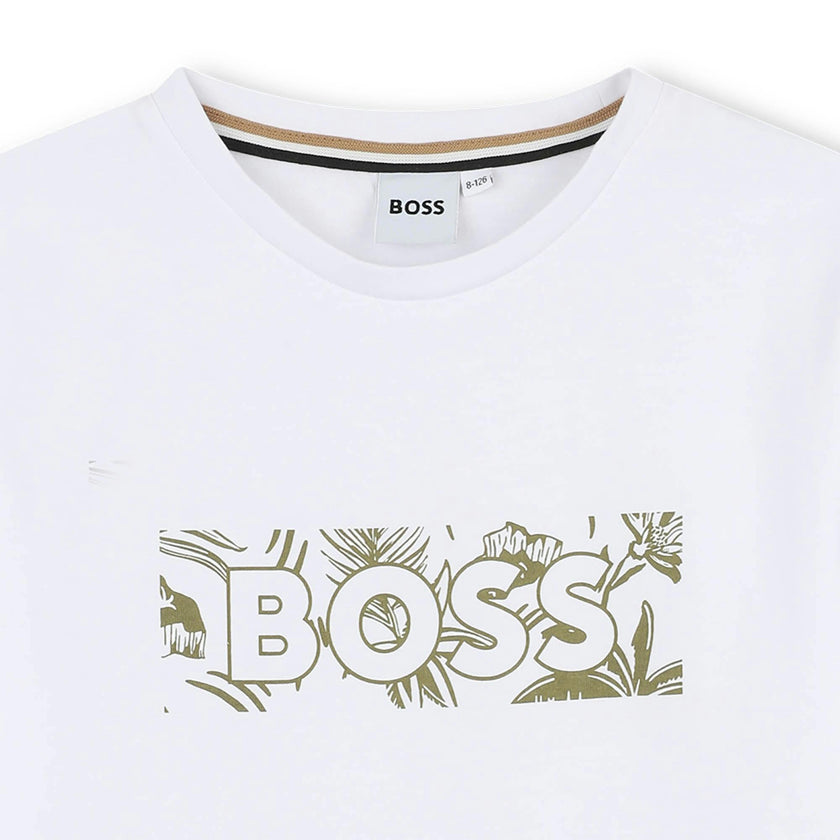 White Green Leaf Logo T-Shirt
